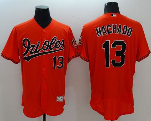 Orioles #13 Manny Machado Orange Flexbase Authentic Collection Stitched MLB Jersey - Click Image to Close